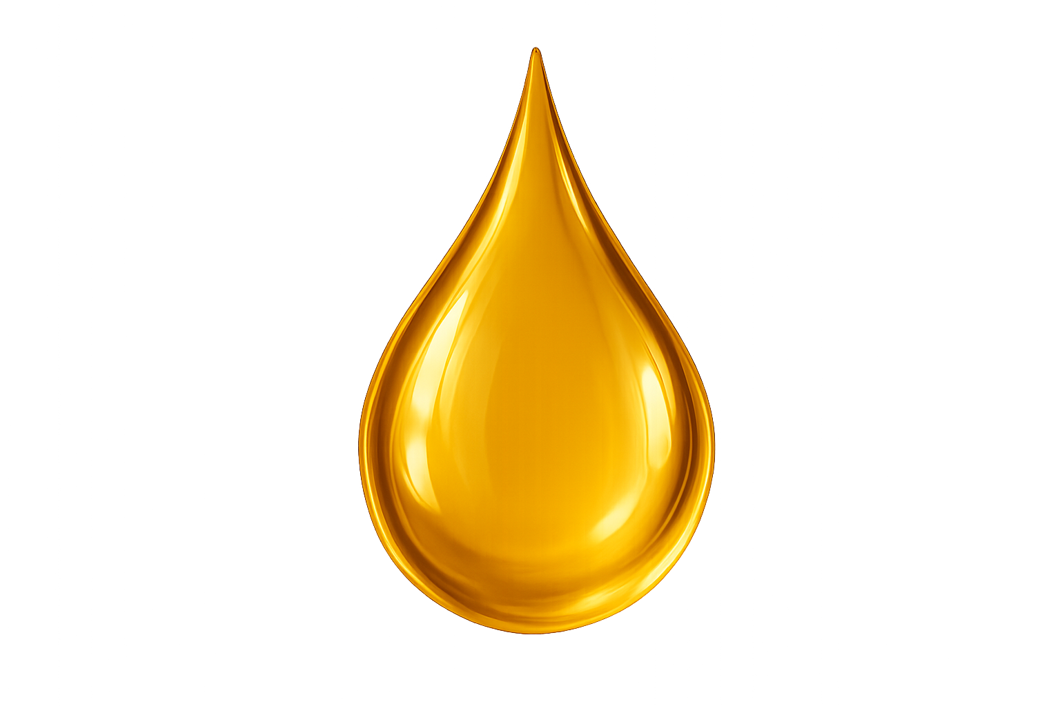 golden oil drop with transparent background