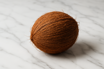luxurious image of coconut on white marble